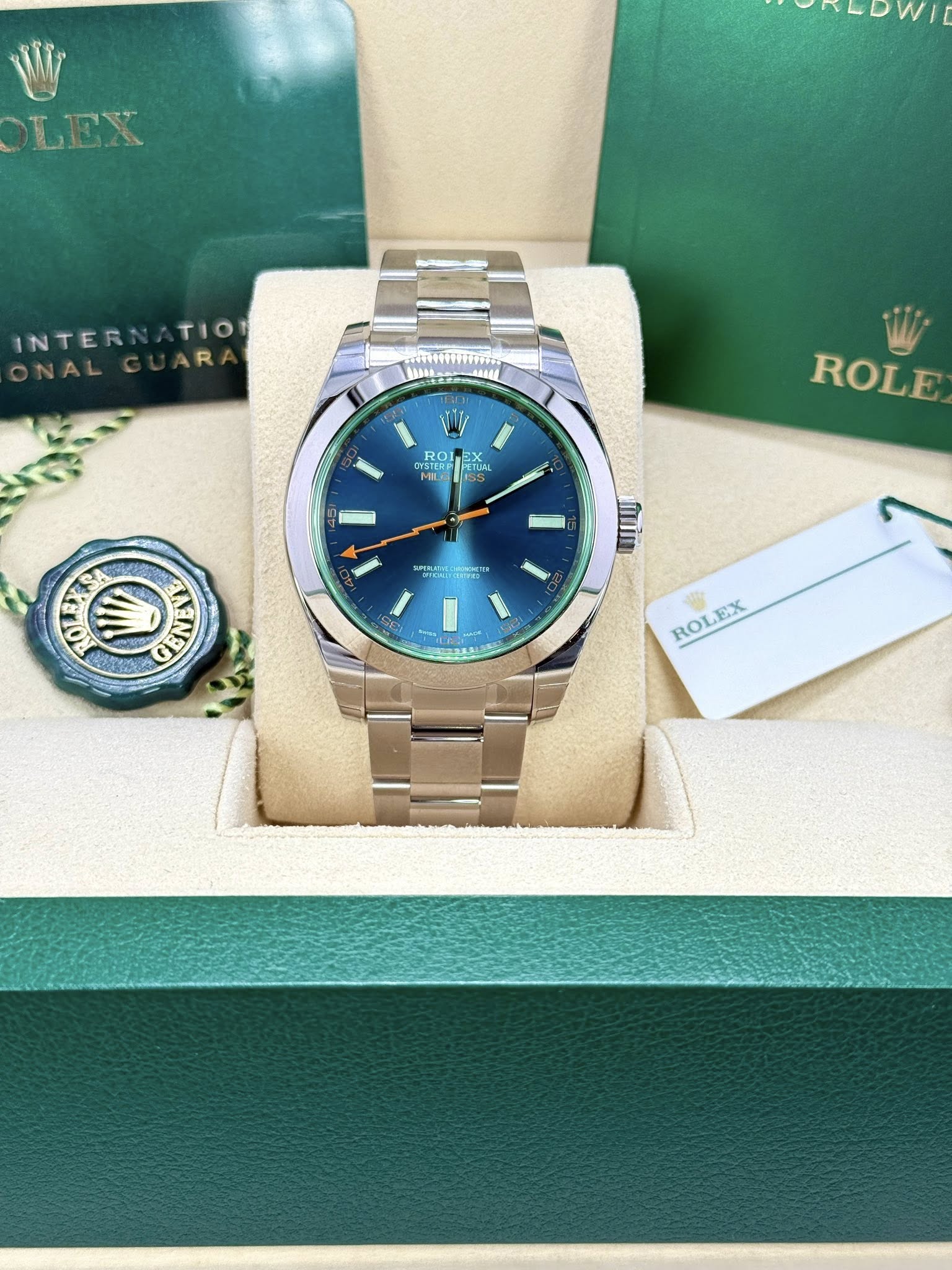 592744743_849362337844576_5592634018700779987_n Rolex 40mm Blue/Green Milgauss - Image 1